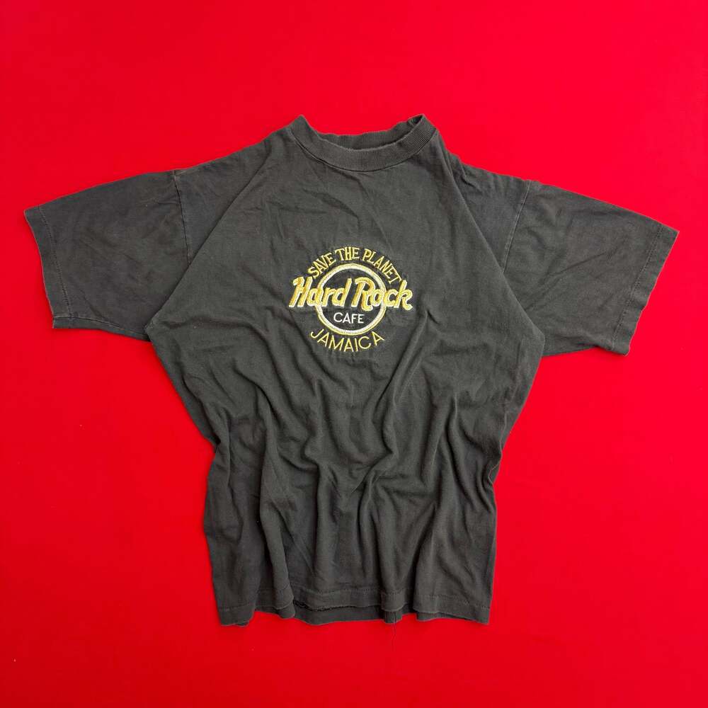 Vintage 90’s Hard Rock Cafe Jamaica Tee XL Black Faded Gold‎ VTG